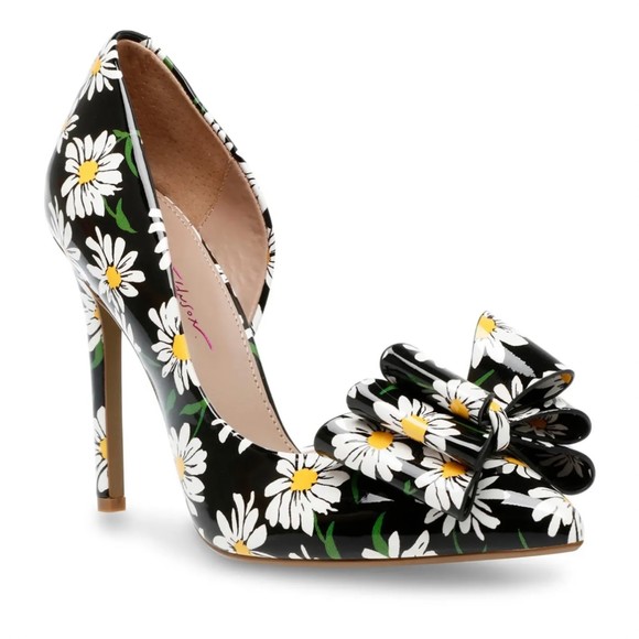 Betsey Johnson Black Floral Heels - Picture 1 of 5